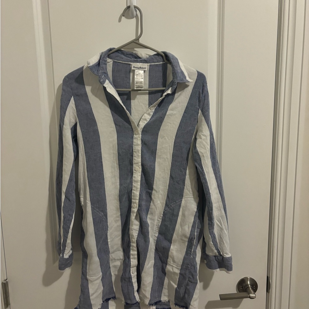 Tommy Bahama Blue and White Linen Shirt